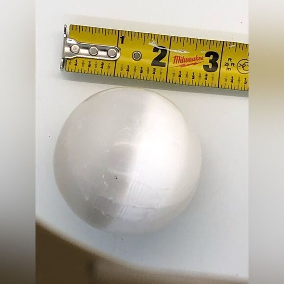 Crystal Selenite Ball, Polished Quartz Sphere on tripod stand - Picture 5 of 16